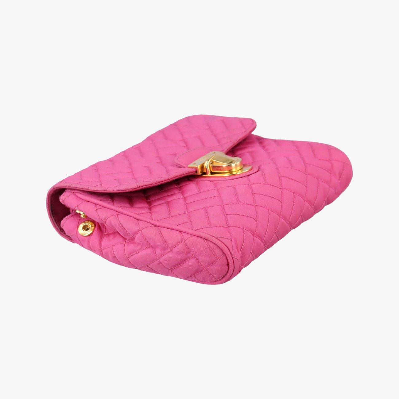 Prada Chain Quilted Flap Bag Rose Red Nylon — view 5