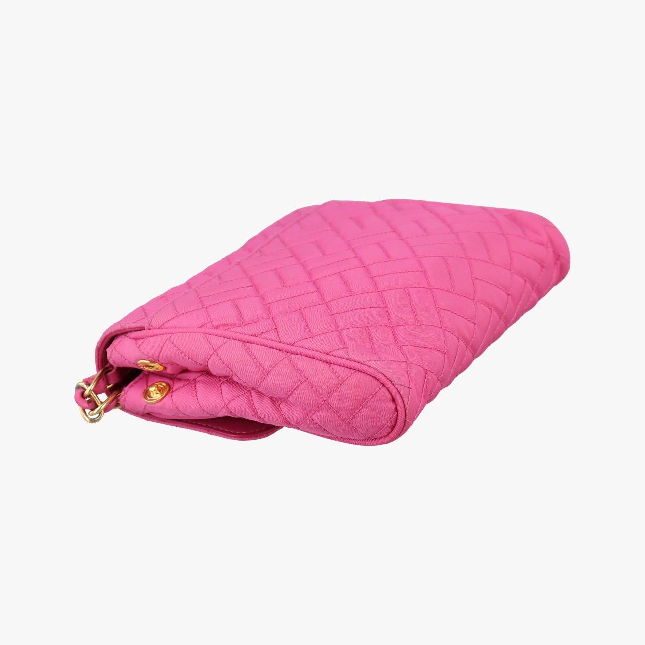 Prada Chain Quilted Flap Bag Rose Red Nylon — view 7