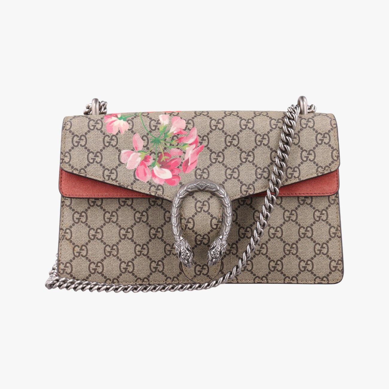 Gucci Dionysus Beige Red Multi Canvas Suede Shoulder Bag