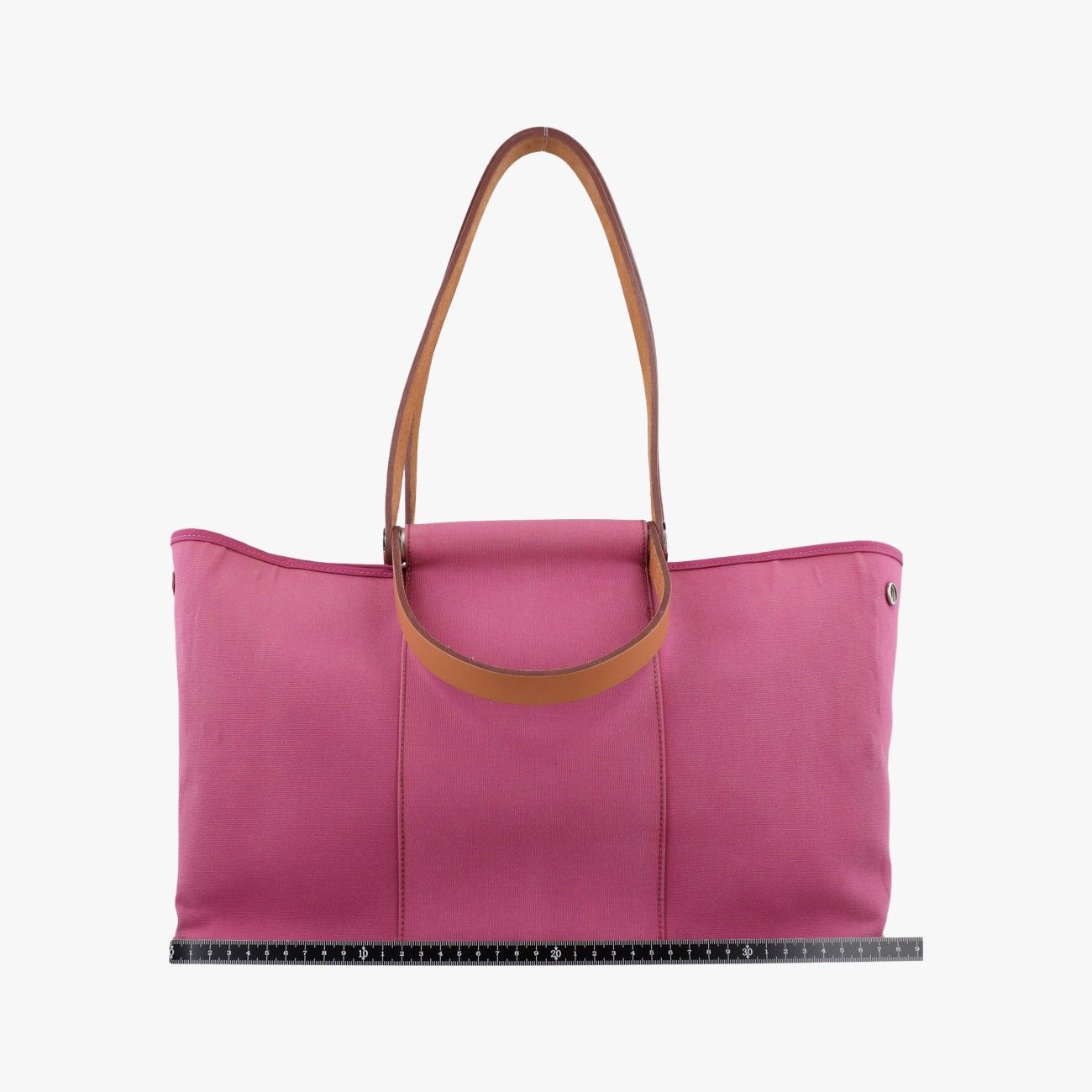 Hermes Cabas Sheer Rose Red Toile Officier Leather AR — view 2