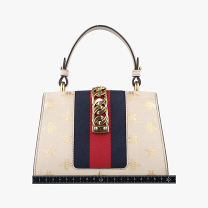 Gucci Sylvie Ivory Navy Red Leather Shoulder Bag — view 2