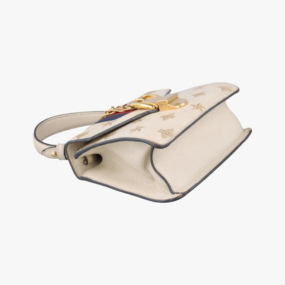 Gucci Sylvie Ivory Navy Red Leather Shoulder Bag — view 5