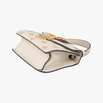 Gucci Sylvie Ivory Navy Red Leather Shoulder Bag — view 4