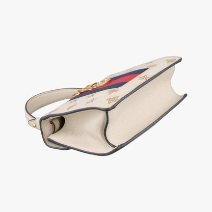 Gucci Sylvie Ivory Navy Red Leather Shoulder Bag — view 7