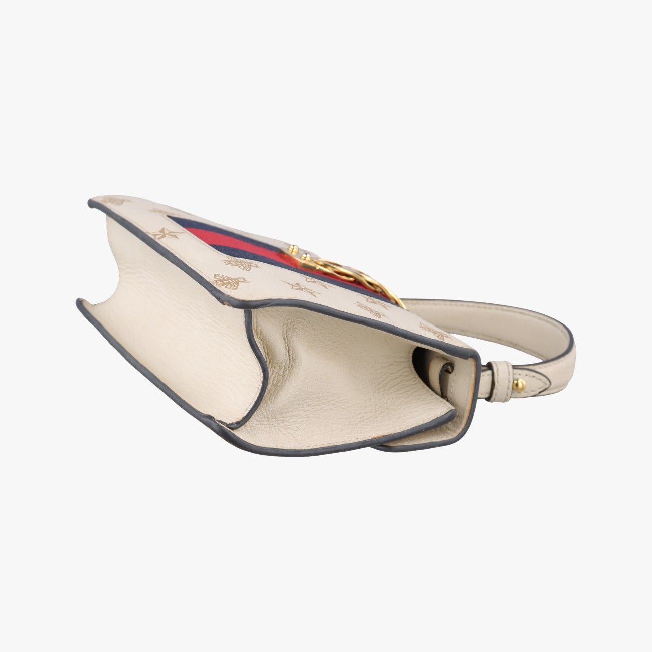 Gucci Sylvie Ivory Navy Red Leather Shoulder Bag — view 6