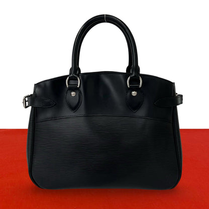 Louis Vuitton Passy PM Logo Epi Leather Tote Bag Black