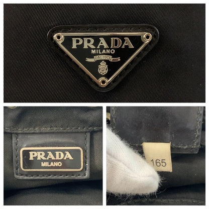 Prada Tessuto Black Silver Nylon Drawstring Pouch — view 3