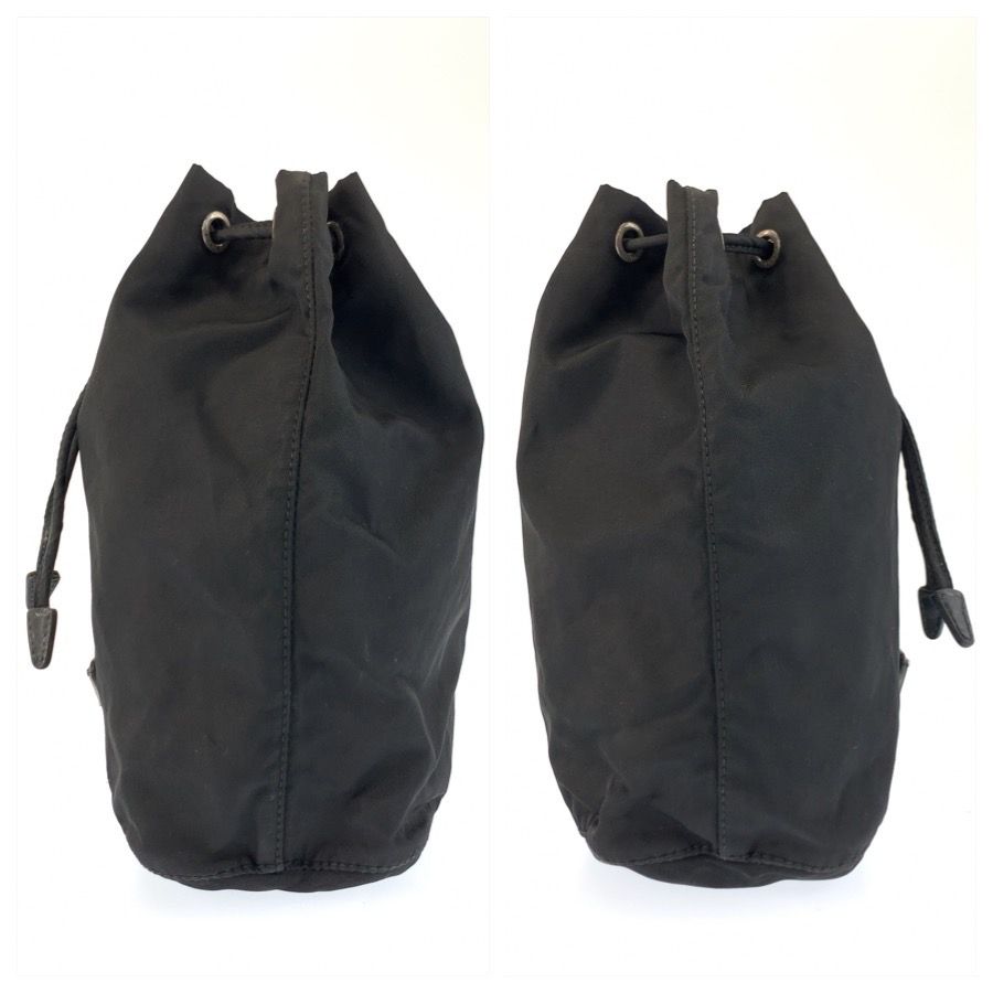 Prada Tessuto Black Silver Nylon Drawstring Pouch — view 7