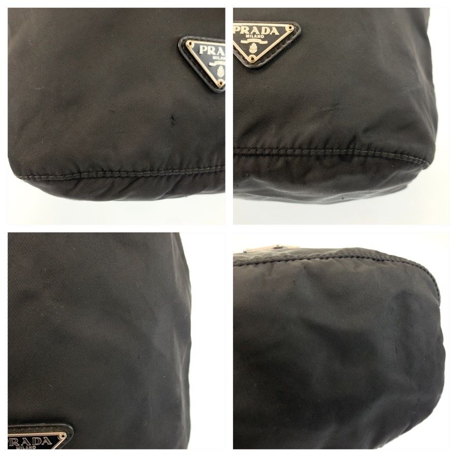 Prada Tessuto Black Silver Nylon Drawstring Pouch — view 6