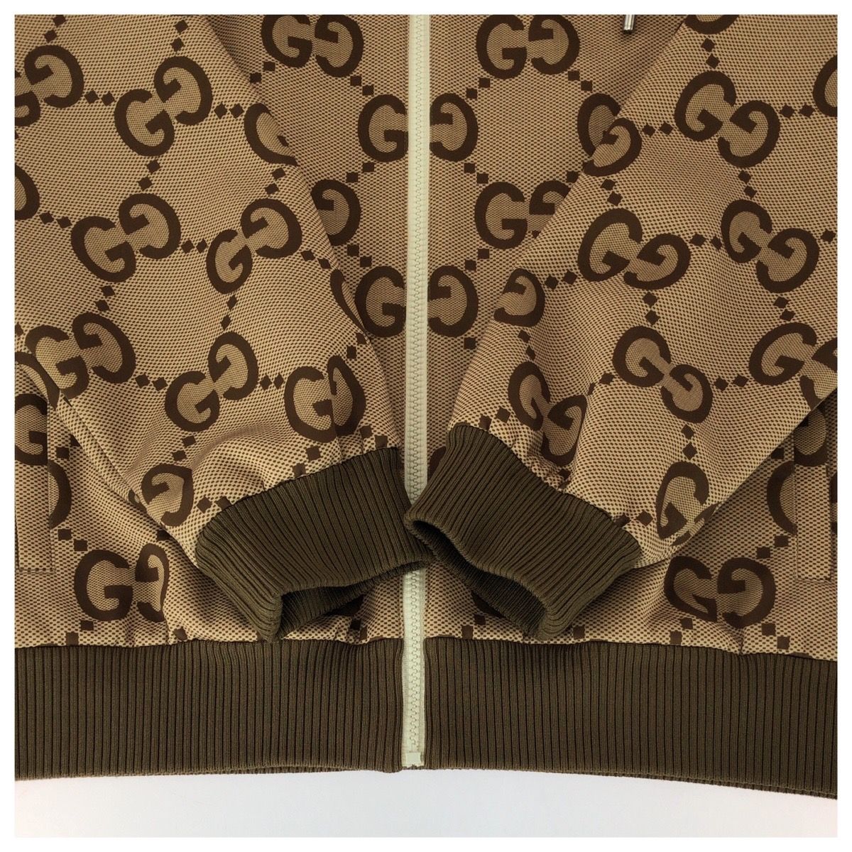 Gucci Sherry Line Jumbo GG Beige Brown Polyester Jacket Truck L — view 4
