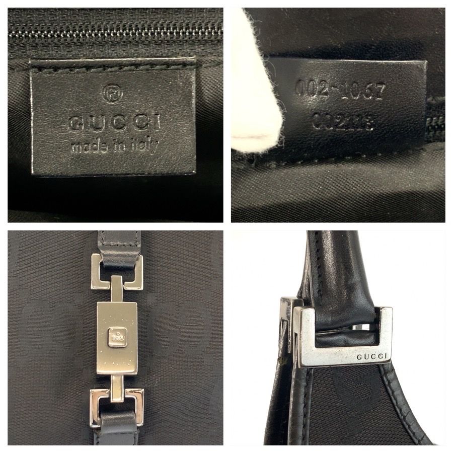 Gucci Jackie Jumbo GG Black Canvas Leather 002 Handbag — view 3