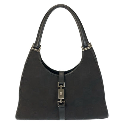 Gucci Jackie Jumbo GG Black Canvas Leather 002 Handbag