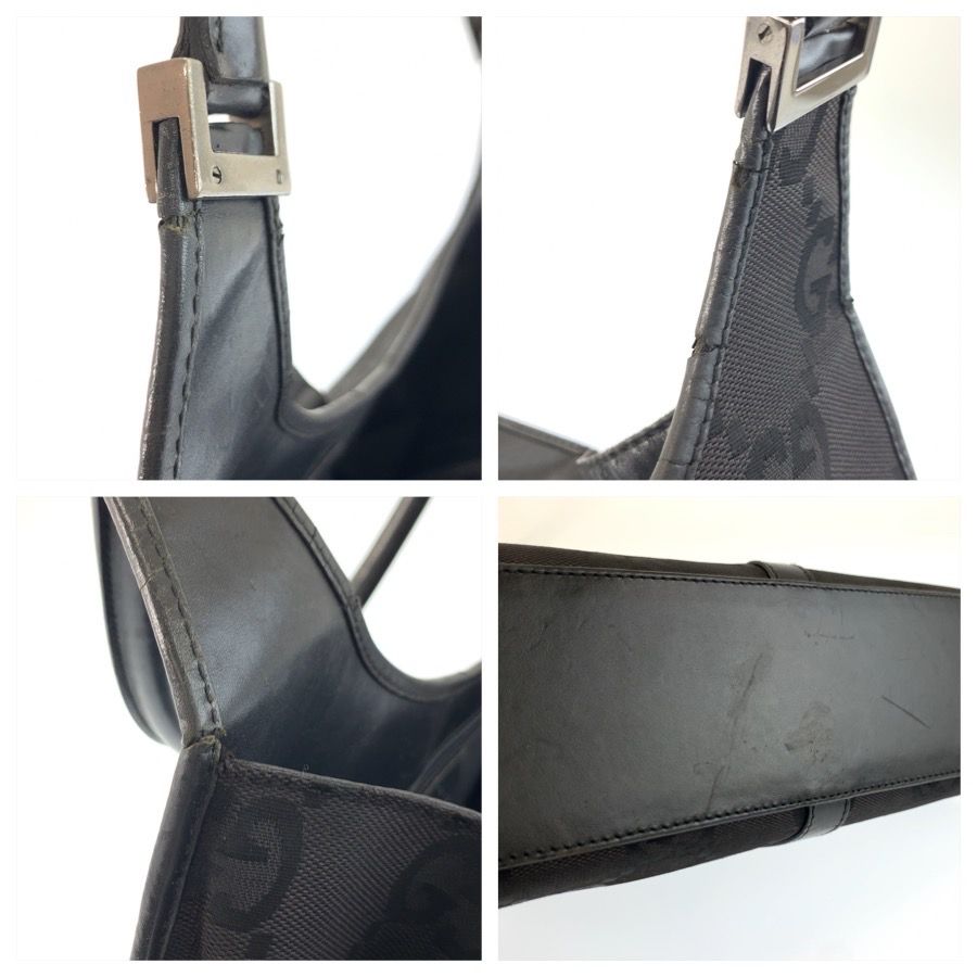 Gucci Jackie Jumbo GG Black Canvas Leather 002 Handbag — view 6