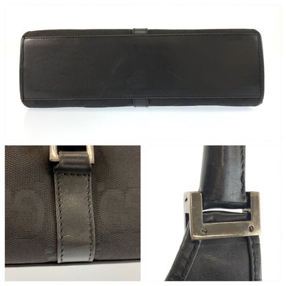 Gucci Jackie Jumbo GG Black Canvas Leather 002 Handbag — view 7