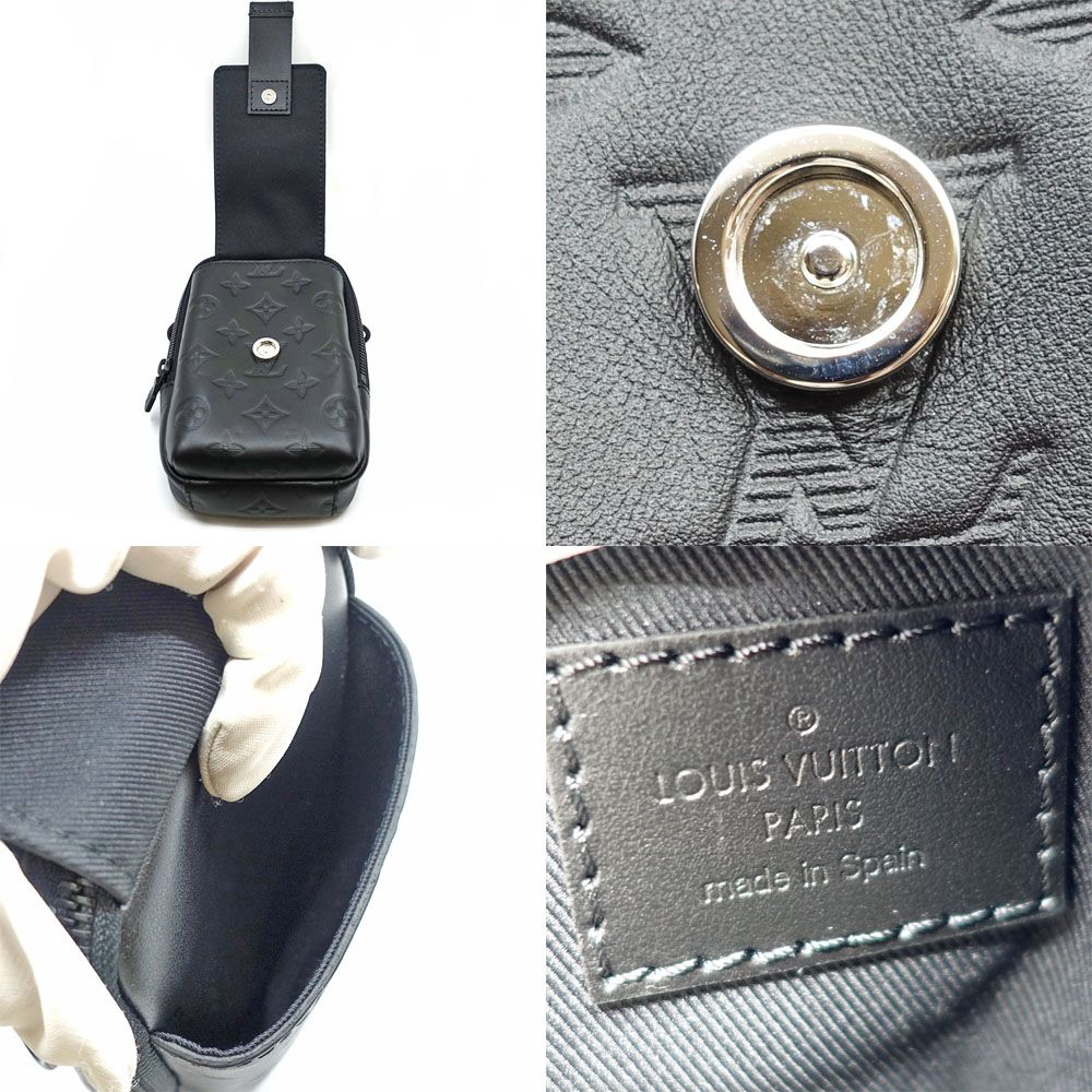 Louis Vuitton Double Phone Pouch NM Shoulder Bag Monogram Shadow Calf Leather — view 7