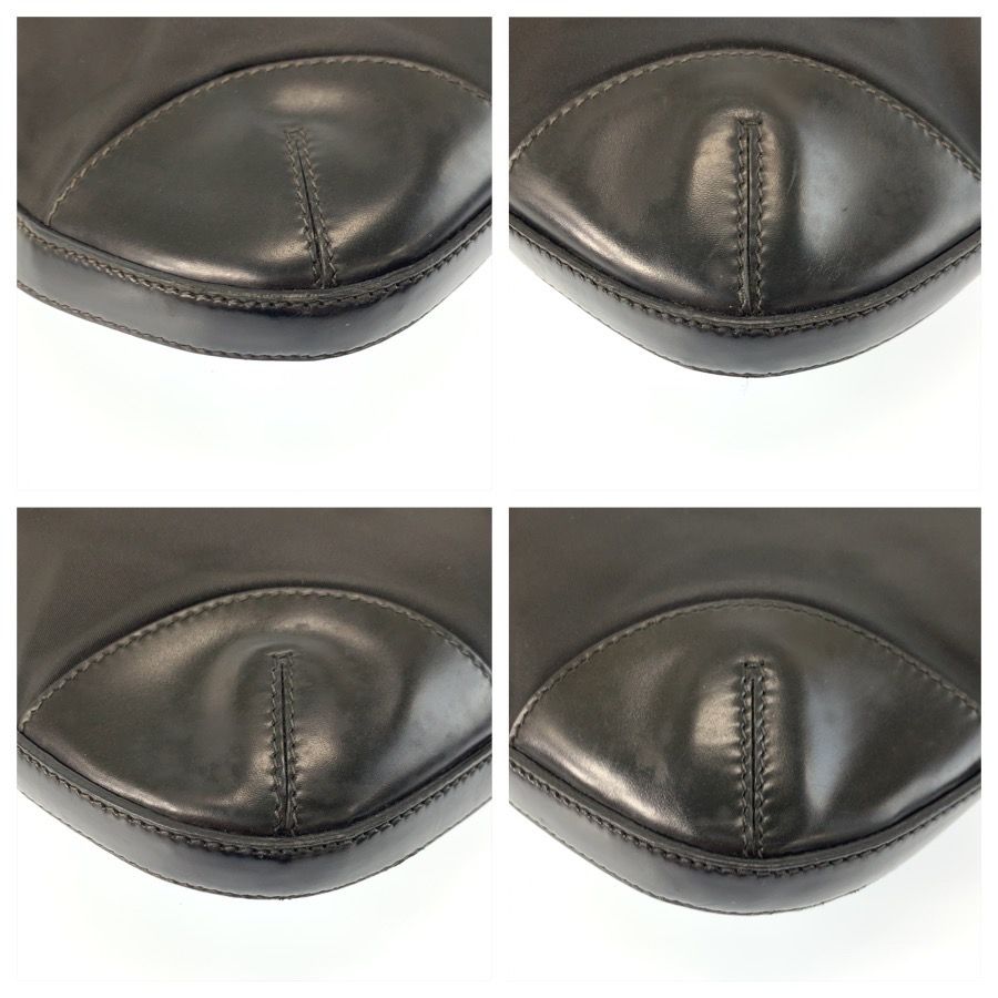 Prada Tessuto Black Silver Nylon Leather Shoulder Bag Pochette — view 4