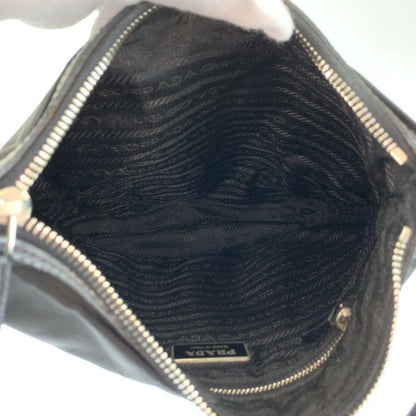 Prada Tessuto Black Silver Nylon Leather Shoulder Bag Pochette — view 8