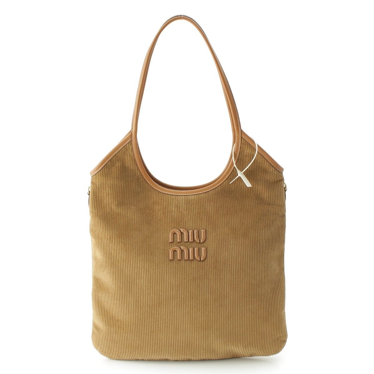 Miu Miu Ivy Canvas Corduroy Tote Bag Brown