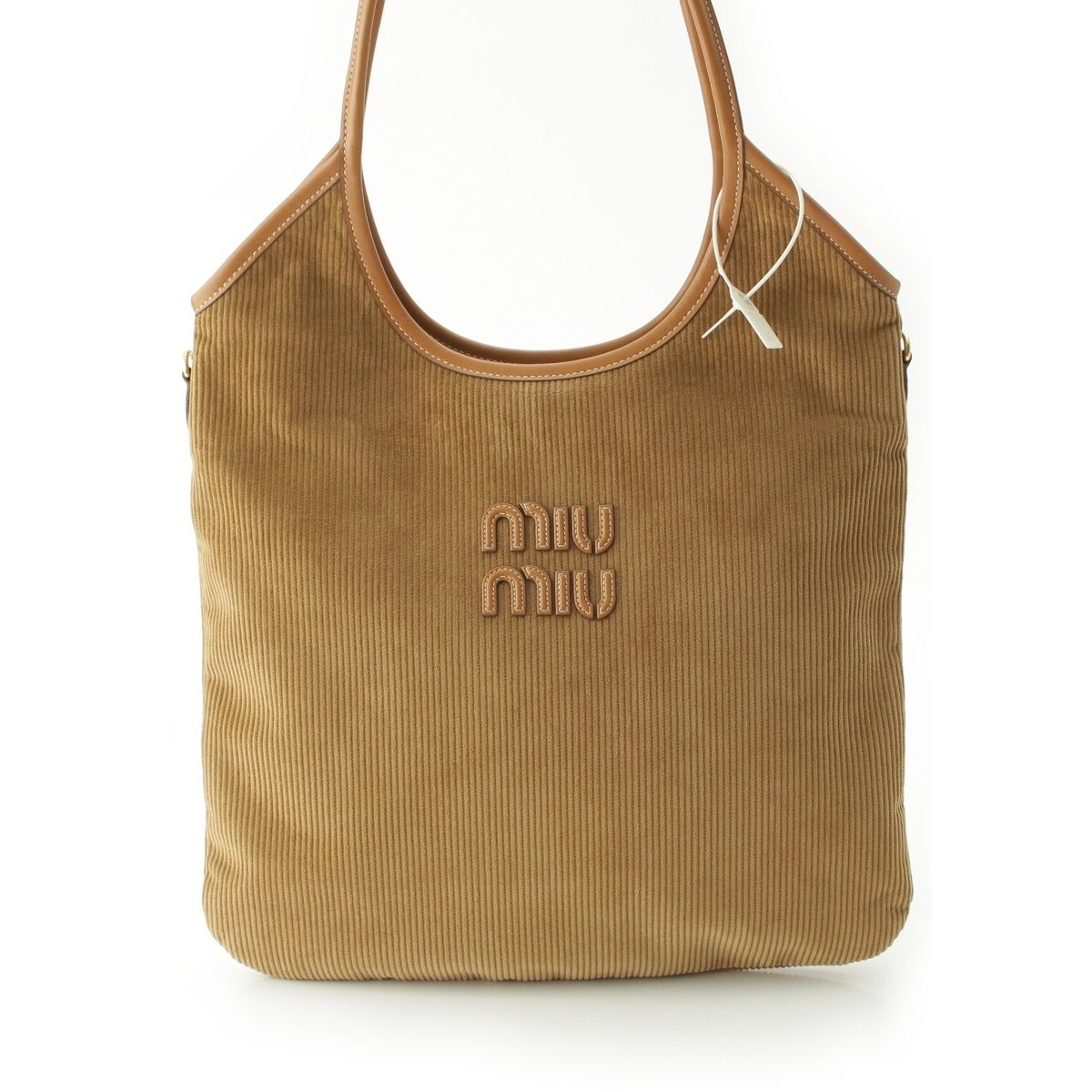 Miu Miu Ivy Canvas Corduroy Tote Bag Brown — view 2