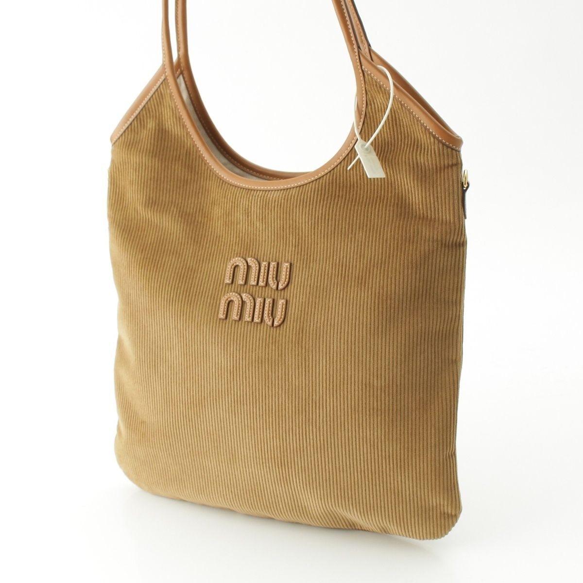 Miu Miu Ivy Canvas Corduroy Tote Bag Brown — view 4