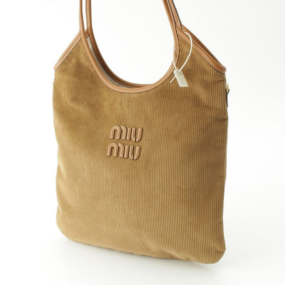 Miu Miu Ivy Canvas Corduroy Tote Bag Brown — view 4