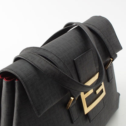 Fendi Zucchino FF Pattern Logo Handbag Black — view 8