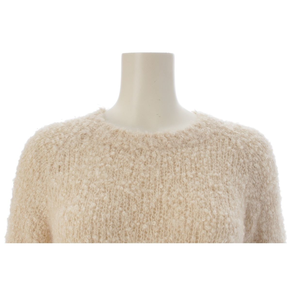 Prada Mohair Cashmere Boucle Knit Sweater Top Long Sleeve Ivory 36 — view 5