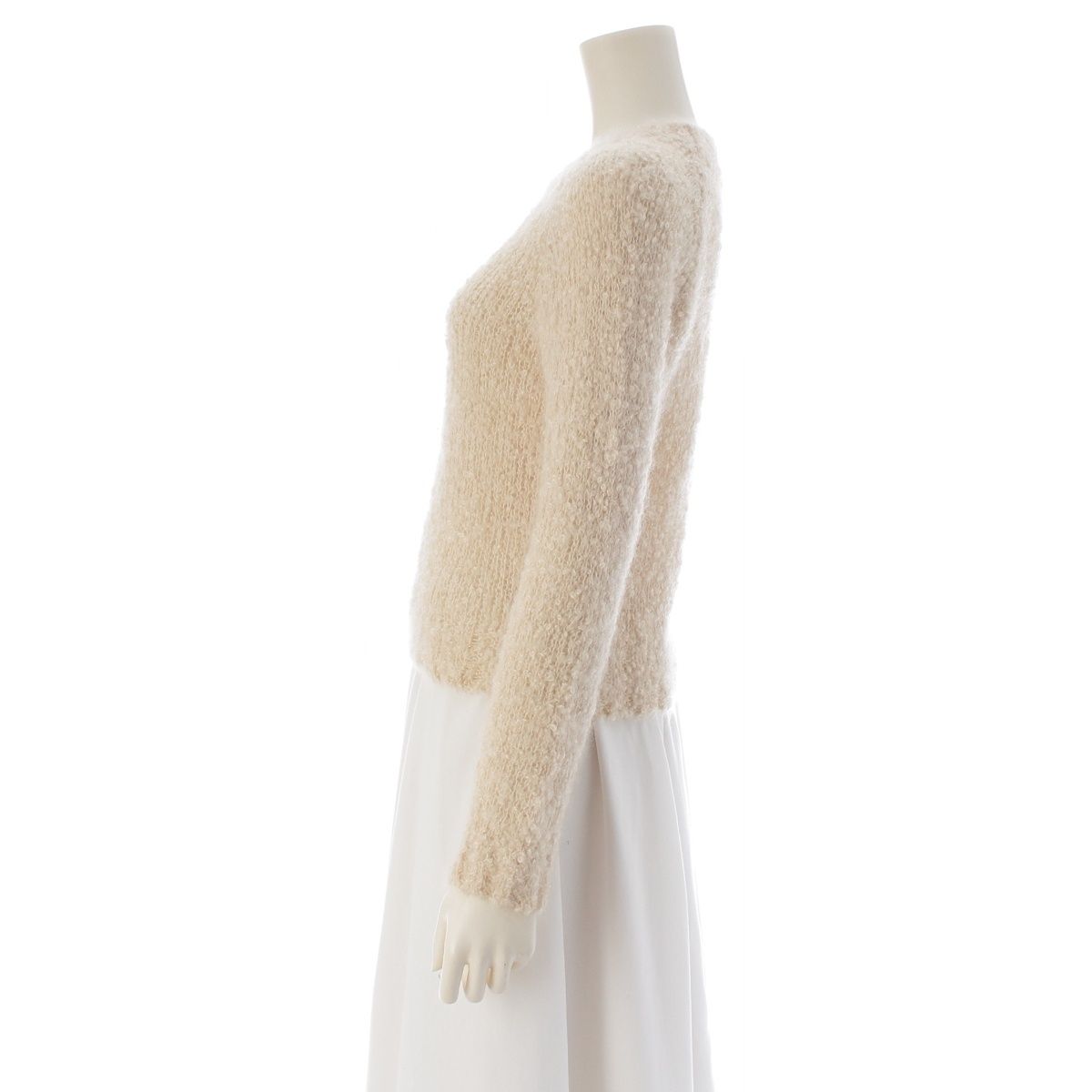 Prada Mohair Cashmere Boucle Knit Sweater Top Long Sleeve Ivory 36 — view 3