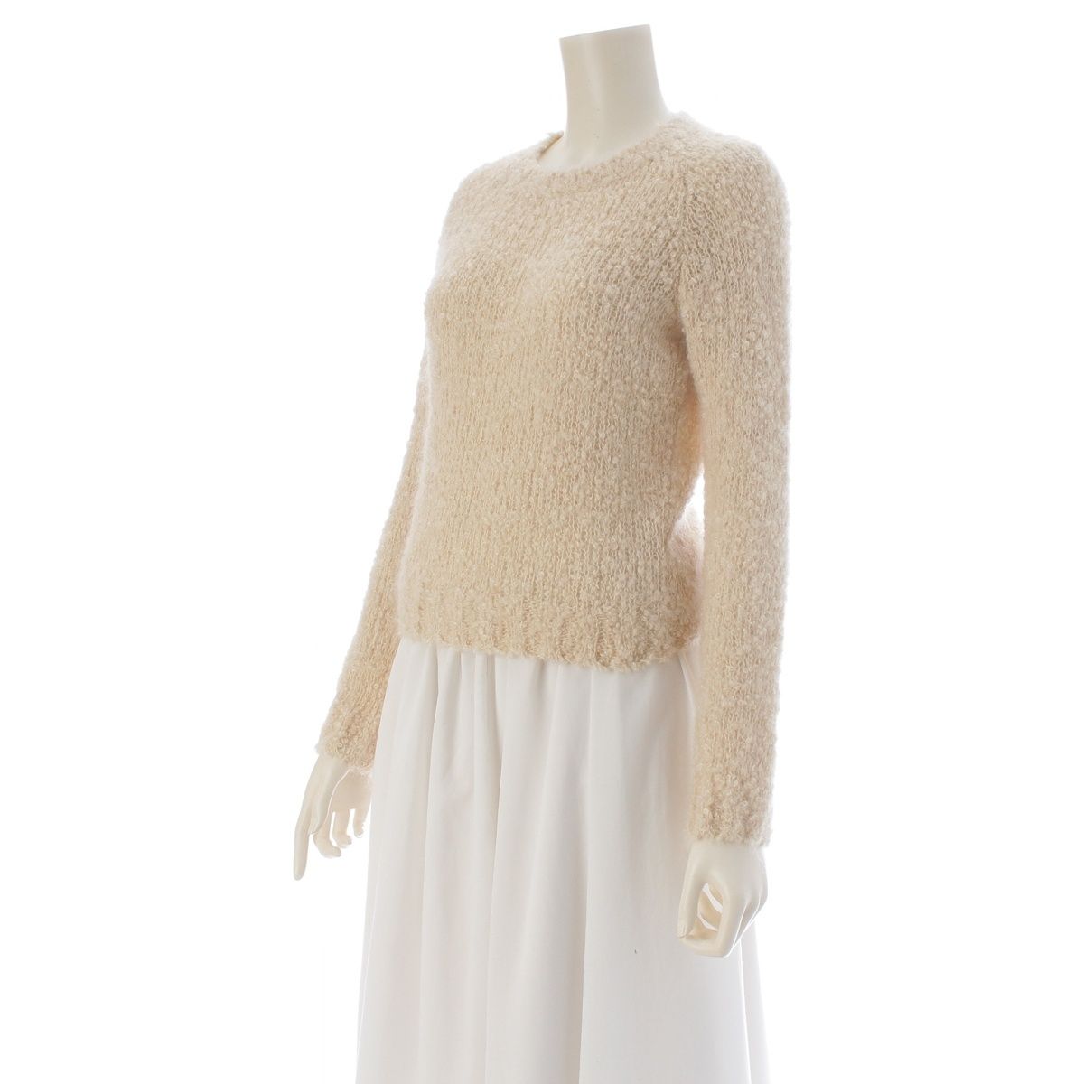 Prada Mohair Cashmere Boucle Knit Sweater Top Long Sleeve Ivory 36 — view 2
