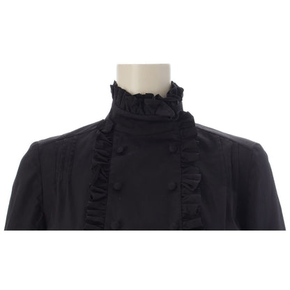 Prada Cotton Ruffle Shirt Blouse Top Black 36 — view 5