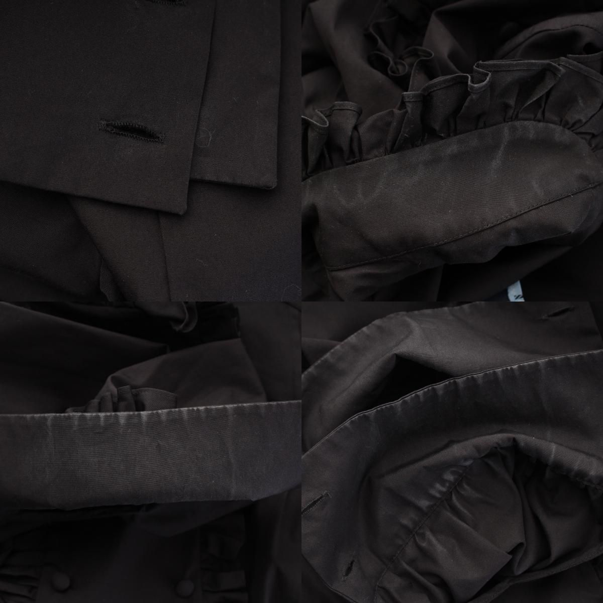Prada Cotton Ruffle Shirt Blouse Top Black 36 — view 8