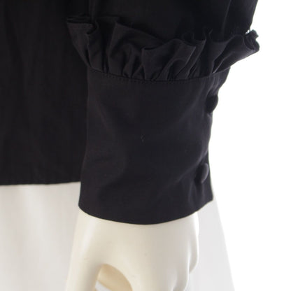 Prada Cotton Ruffle Shirt Blouse Top Black 36 — view 6