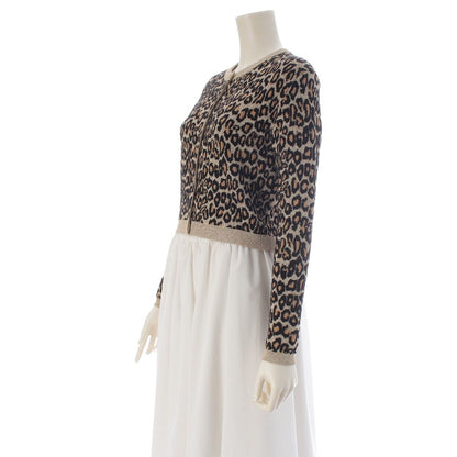 Miu Miu Wool Leopard Lame Cardigan Long Sleeve Mmf 076 Brown 36 — view 2