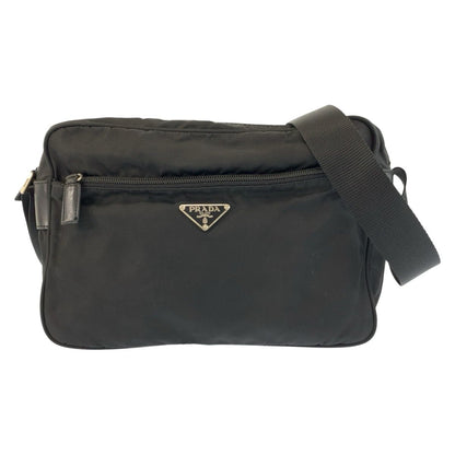 Prada Tessuto Black Silver Nylon Shoulder Bag Pochette