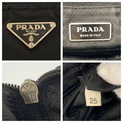 Prada Tessuto Black Silver Nylon Shoulder Bag Pochette — view 3