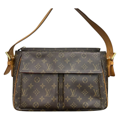Louis Vuitton Monogram Viva Cite GM Brown Leather Suede Shoulder Bag