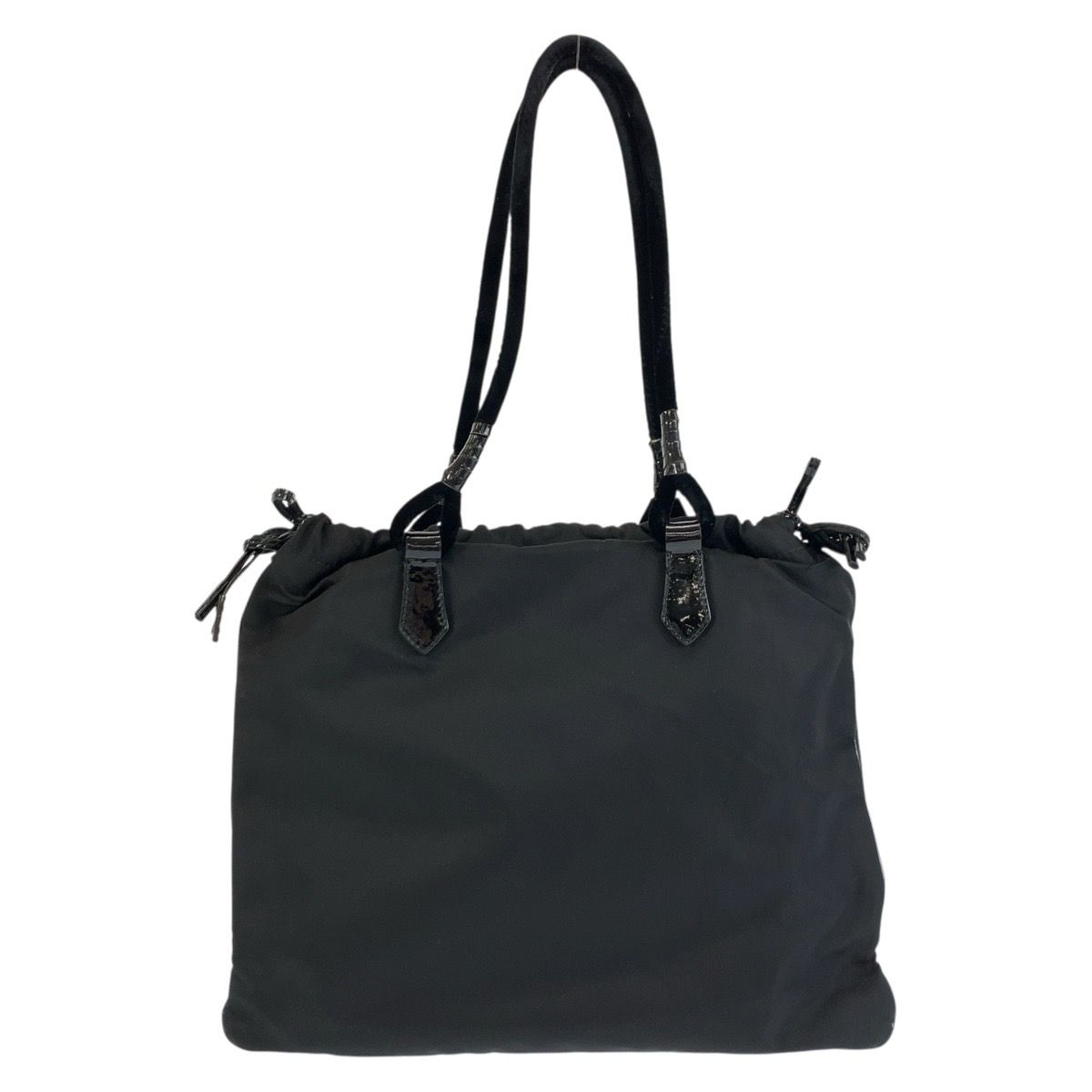 Prada Tessuto Black Silver Nylon Tote Shoulder Bag — view 2