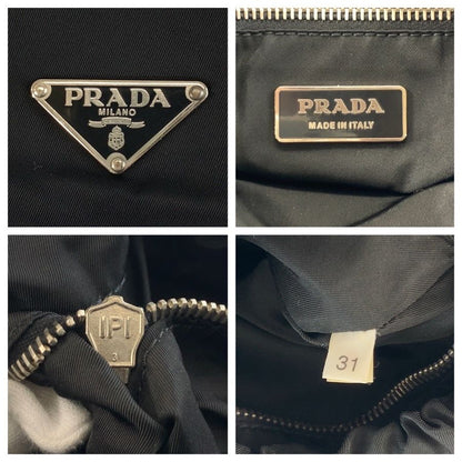 Prada Tessuto Black Silver Nylon Tote Shoulder Bag — view 3