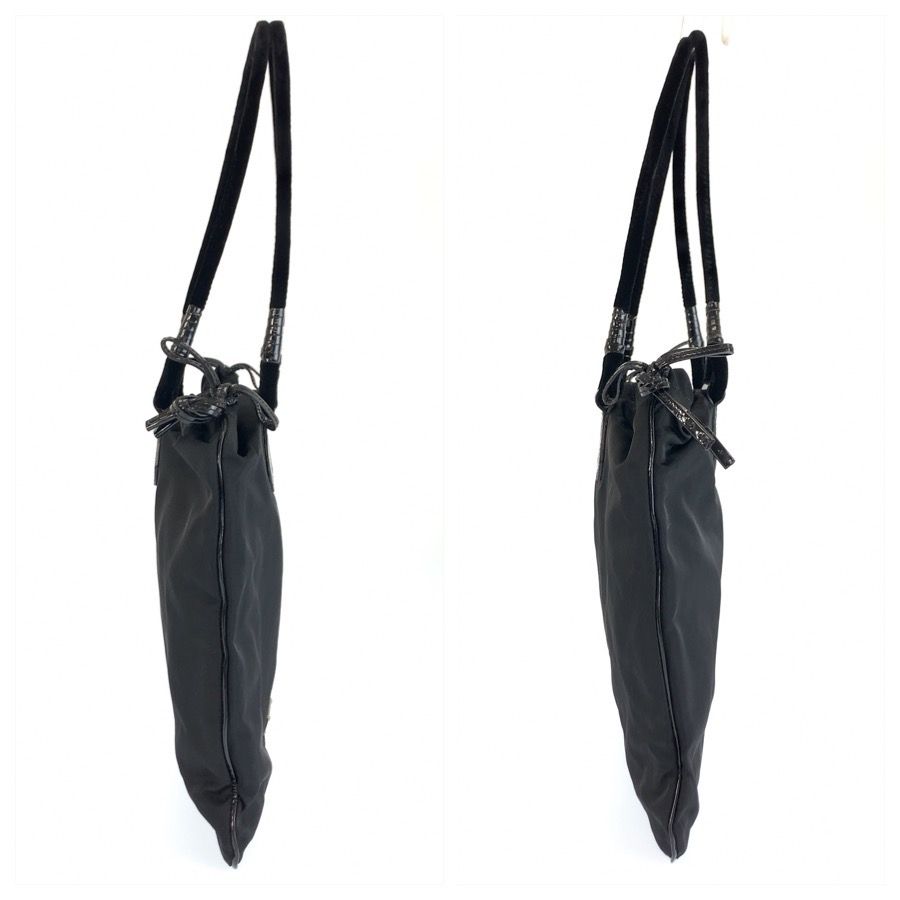 Prada Tessuto Black Silver Nylon Tote Shoulder Bag — view 6