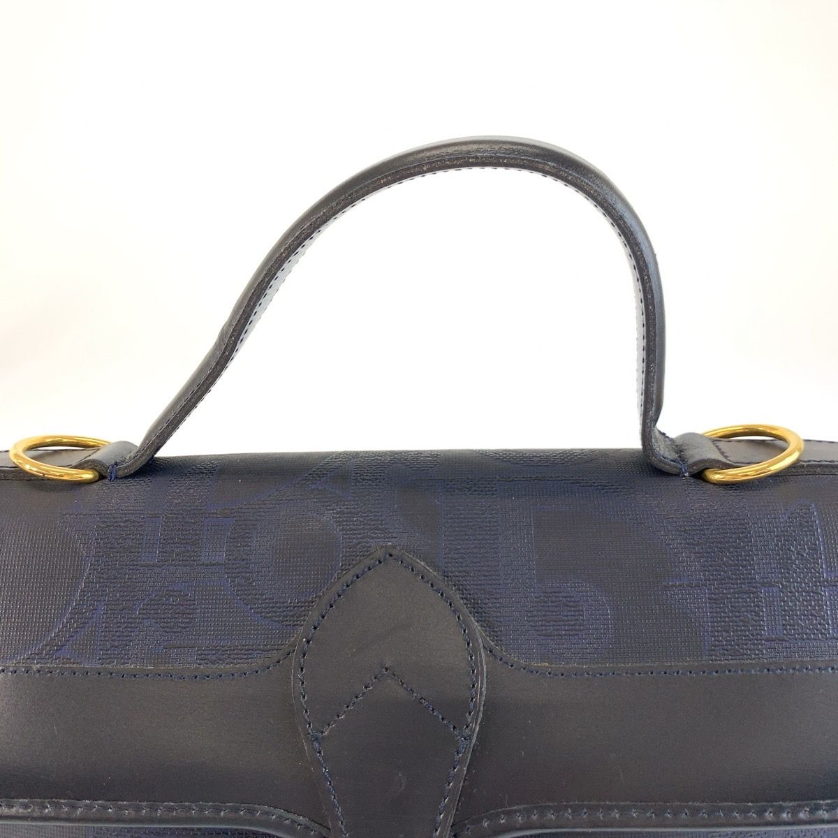 Dior Vintage Trotter Navy Gold Handbag — view 8