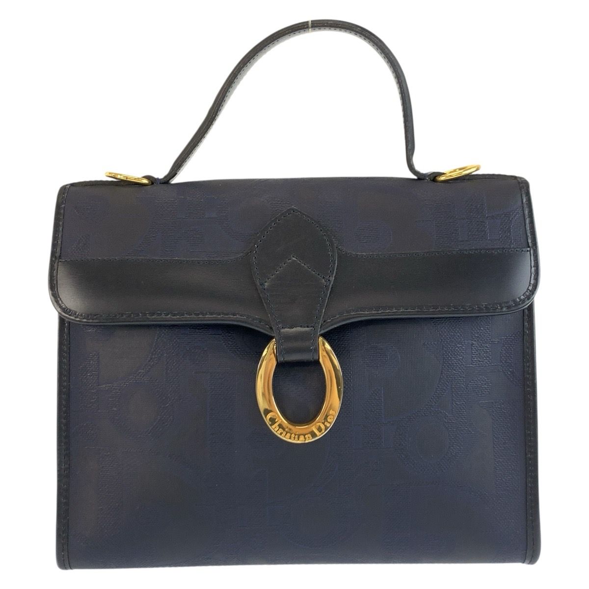 Dior Vintage Trotter Navy Gold Handbag