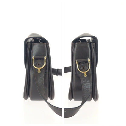 Celine Vintage Horse Carriage Brown Dark Gold Leather Shoulder Bag Pochette — view 8