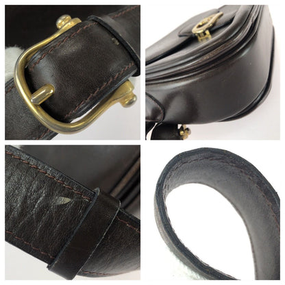Celine Vintage Horse Carriage Brown Dark Gold Leather Shoulder Bag Pochette — view 6