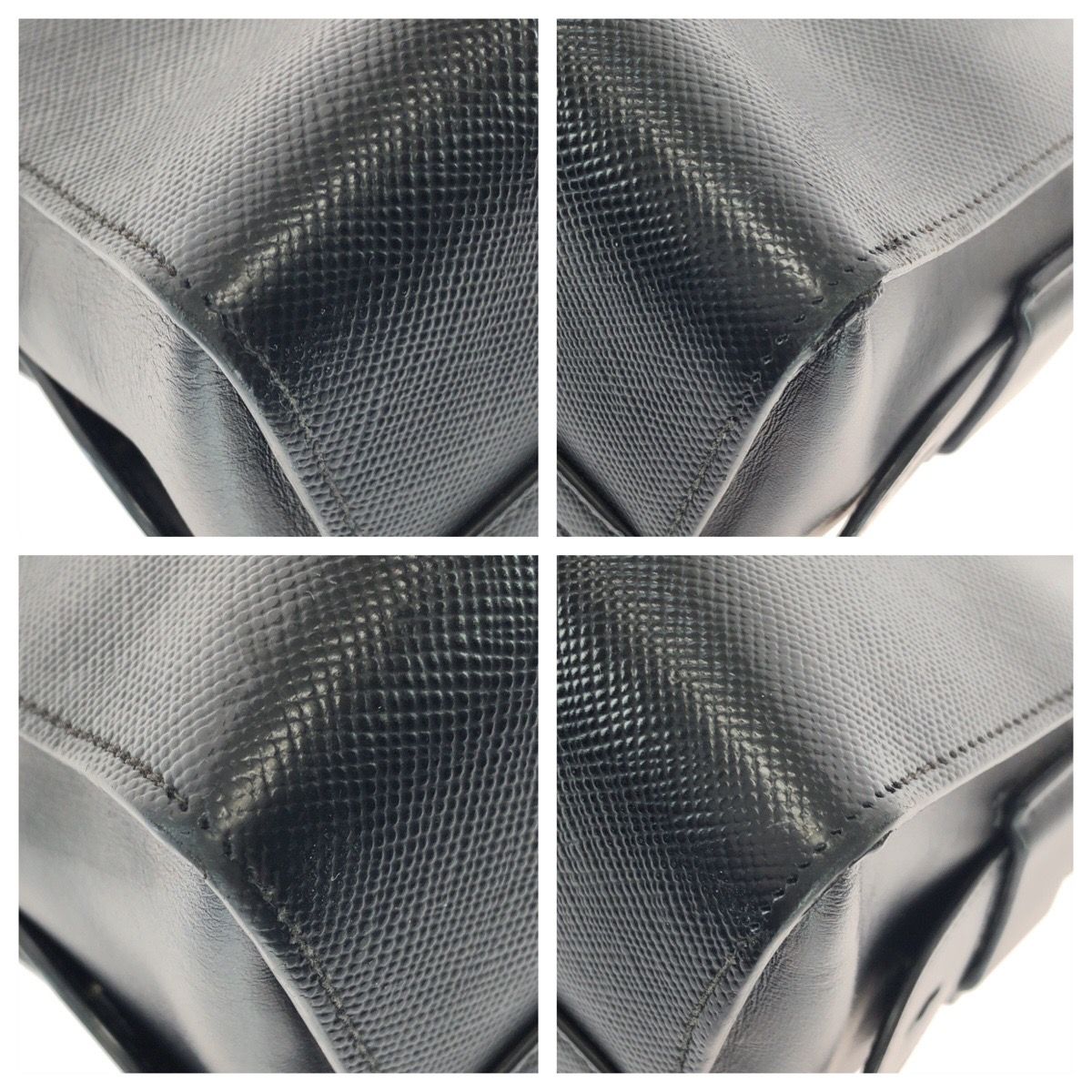 Prada Saffiano Black Silver Leather Tote Bag — view 3