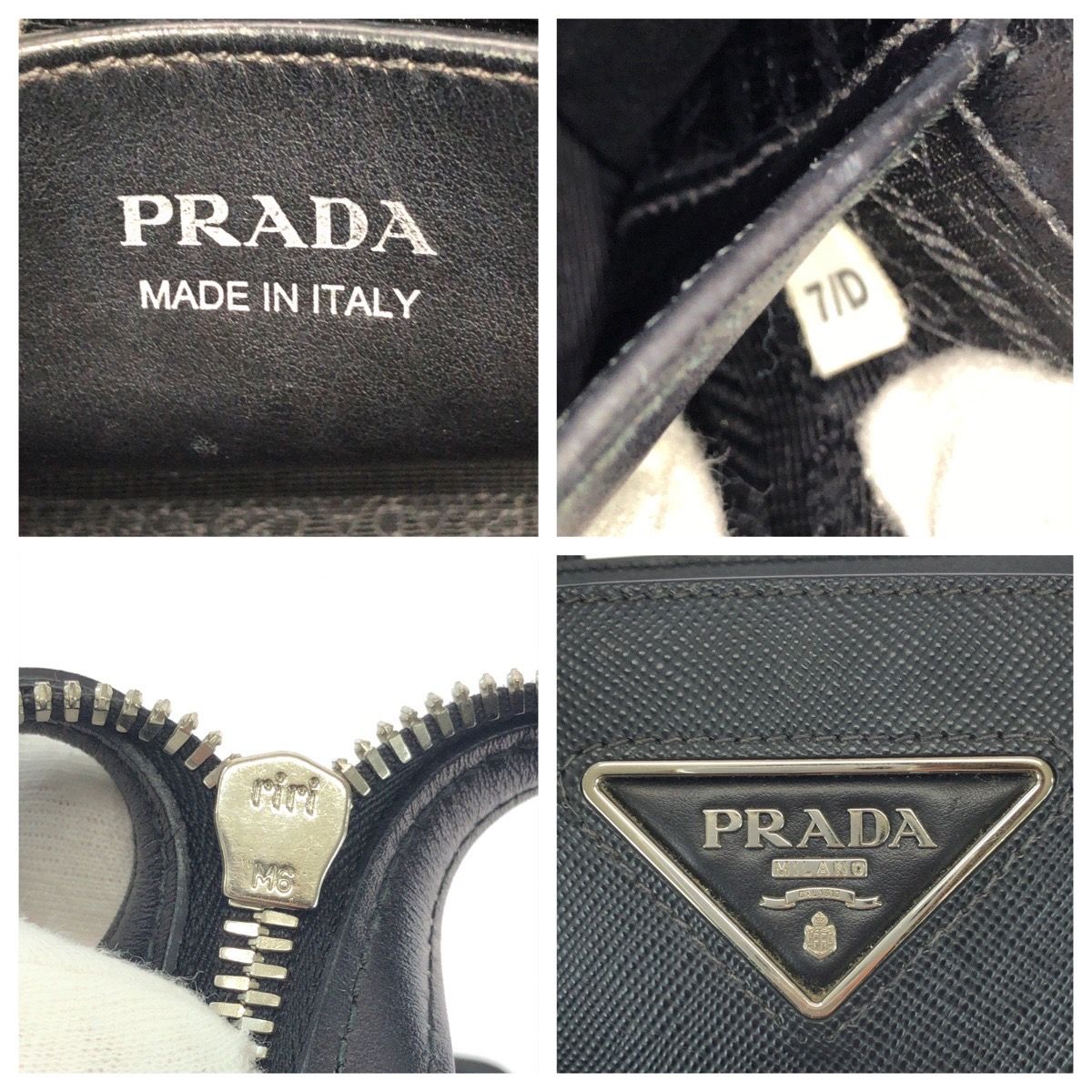 Prada Saffiano Black Silver Leather Tote Bag — view 4