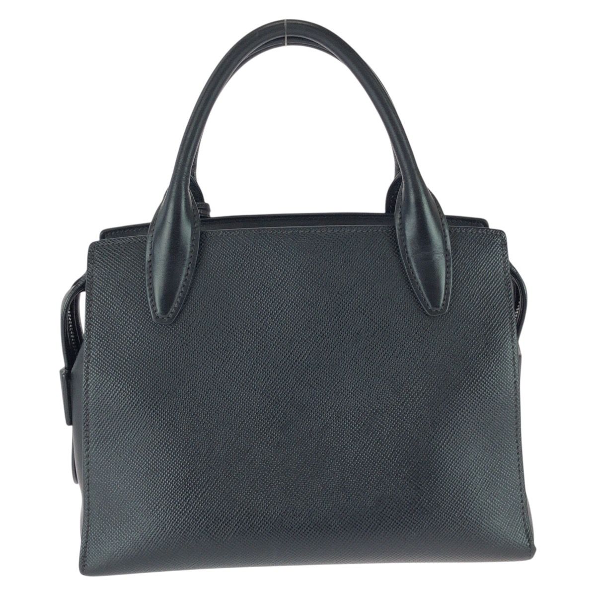 Prada Saffiano Black Silver Leather Tote Bag — view 2