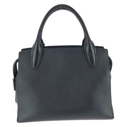 Prada Saffiano Black Silver Leather Tote Bag — view 2