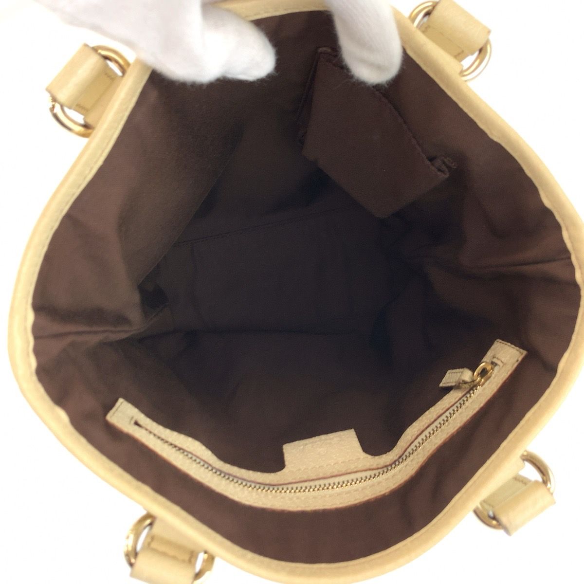 Gucci Beige Ivory Gold GG Canvas Leather Tote Shoulder Bag — view 8