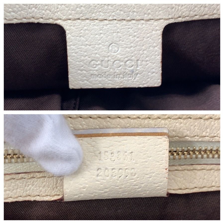 Gucci Beige Ivory Gold GG Canvas Leather Tote Shoulder Bag — view 3