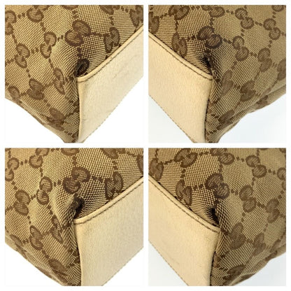 Gucci Beige Ivory Gold GG Canvas Leather Tote Shoulder Bag — view 4